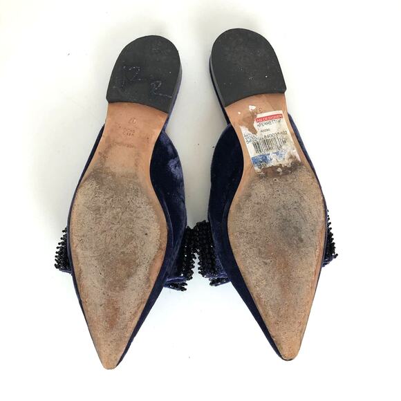 Alberta Ferretti velvet pointed flats slides embellished bow EU 37/ US 6.5 regal - Picture 7 of 9